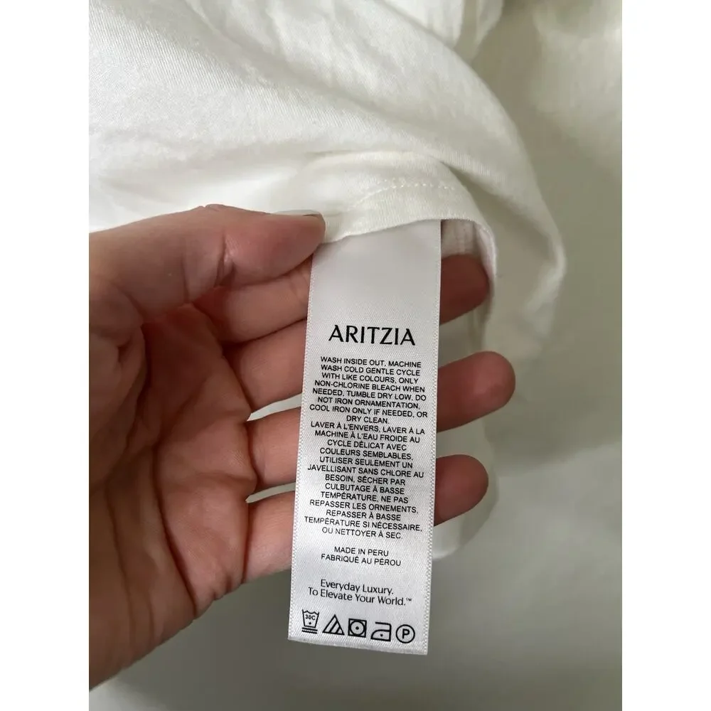 Aritzia Sunday Best White Coffee Icon Cropped Tee Size Large - Picture 2 of 5